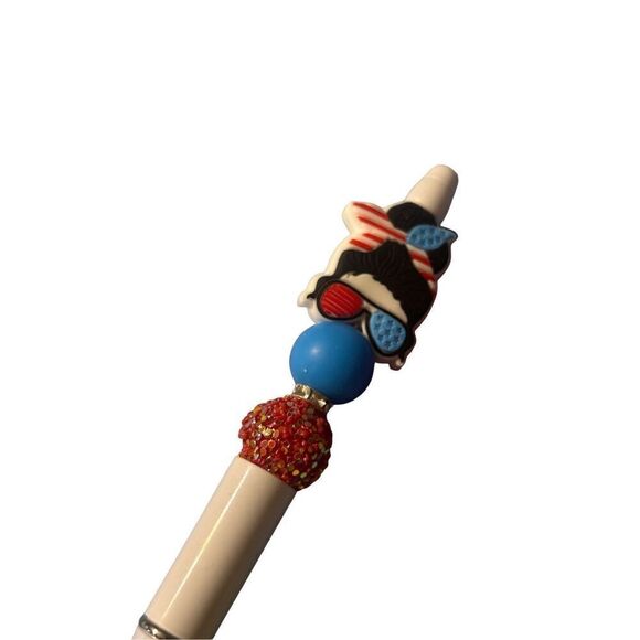 Patriotic messy‎ bun beaded pen￼ - Picture 2 of 2